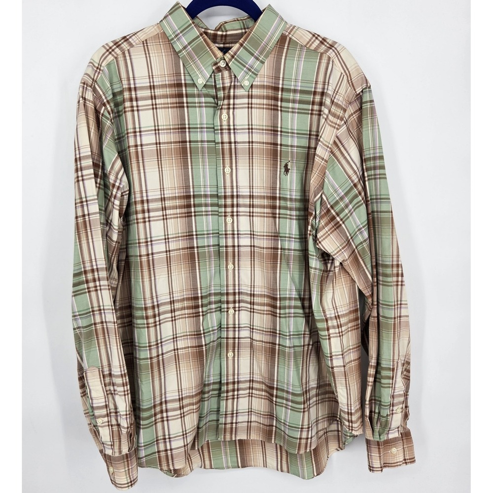 VINTAGE Polo Ralph Lauren Shirt Button Down Men XL Plaid Long Sleeve Classic Fit - Picture 2 of 9